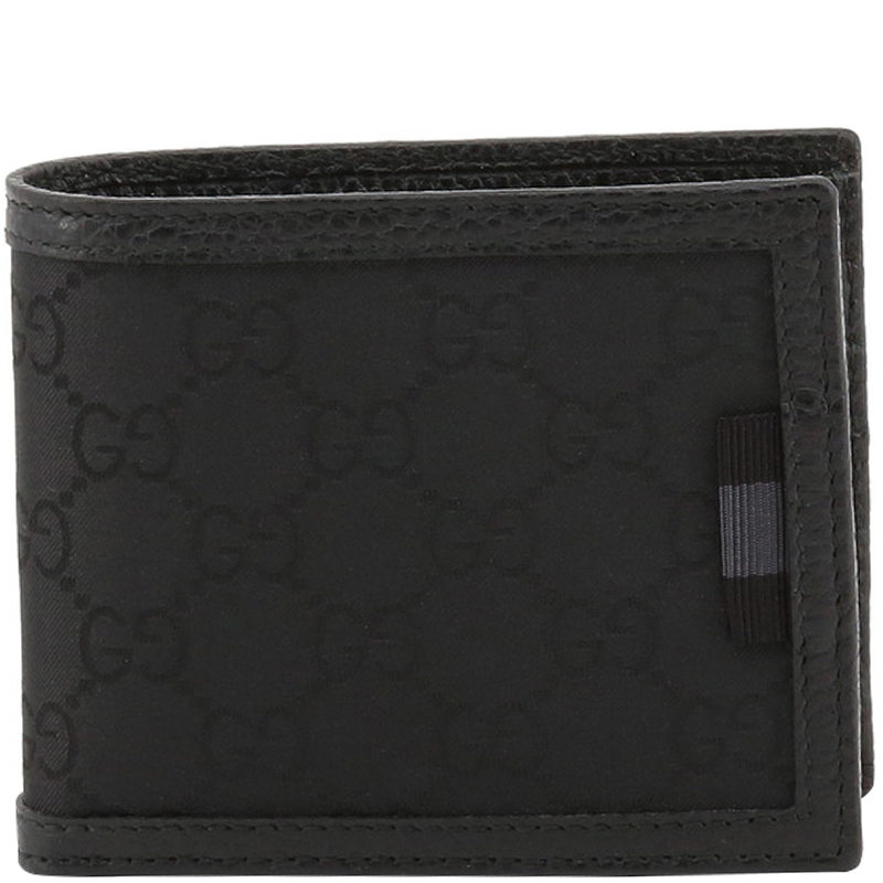Buy Gucci Black GG Canvas and Leather Bifold Wallet 208187 at best price | TLC