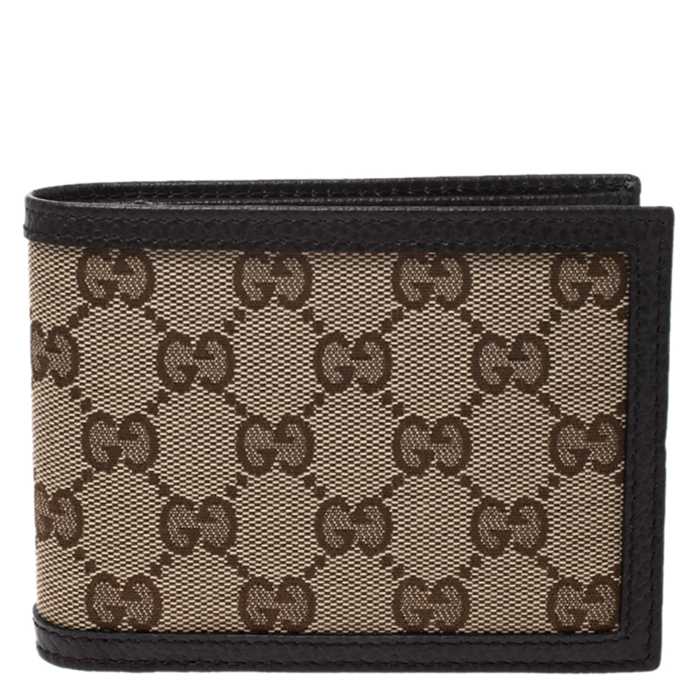 Gucci Beige/Brown GG Canvas Dollar Bifold Wallet