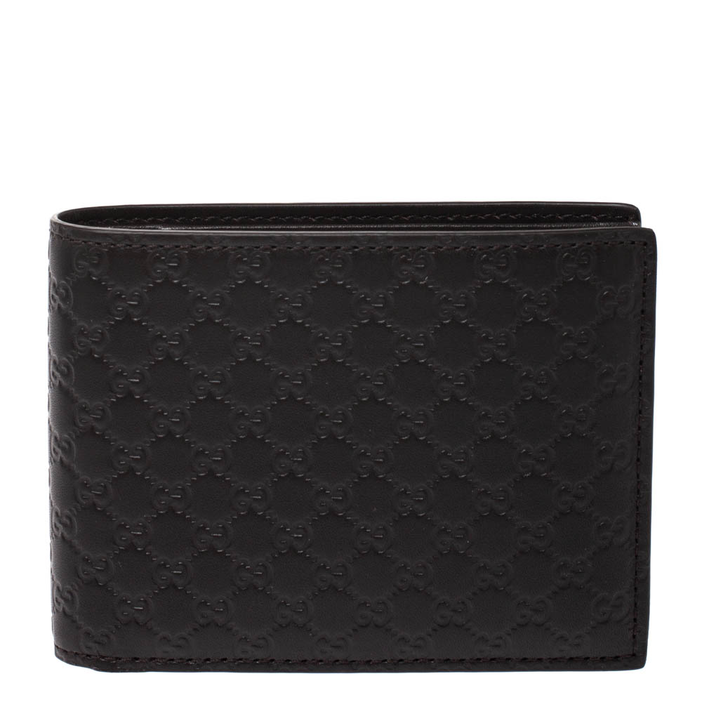 Gucci Dark Brown Microguccissima Leather Bifold Wallet