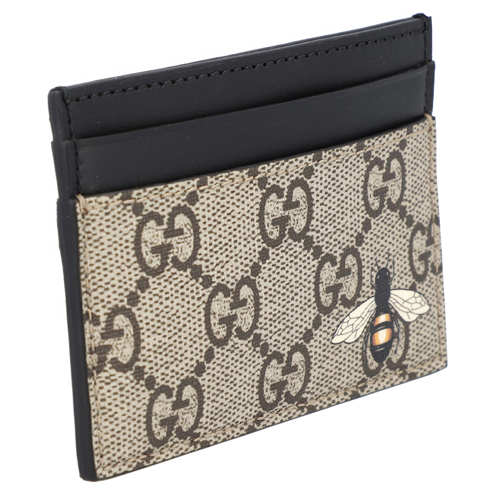 

Gucci Brown GG Supreme Canvas Bee print Card Case