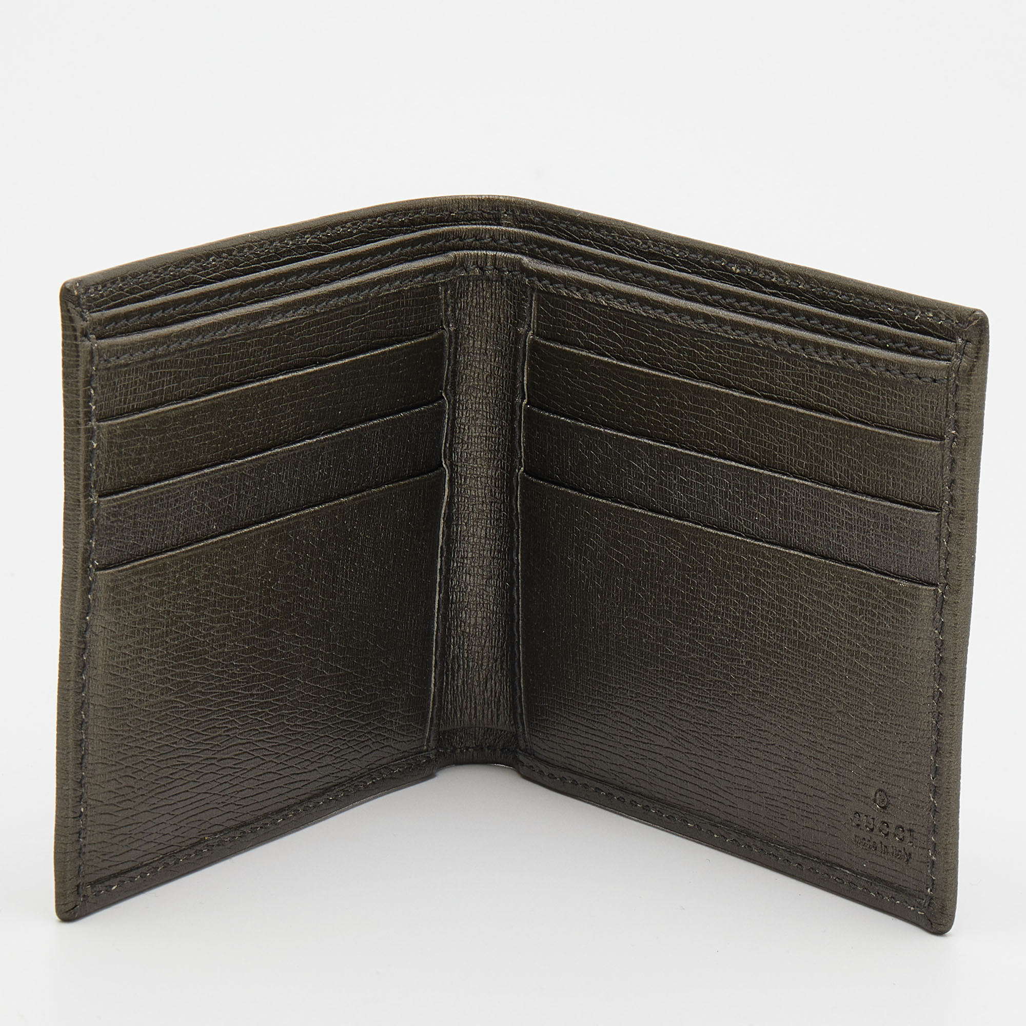 

Gucci Olive Green Leather Interlocking G Bifold wallet