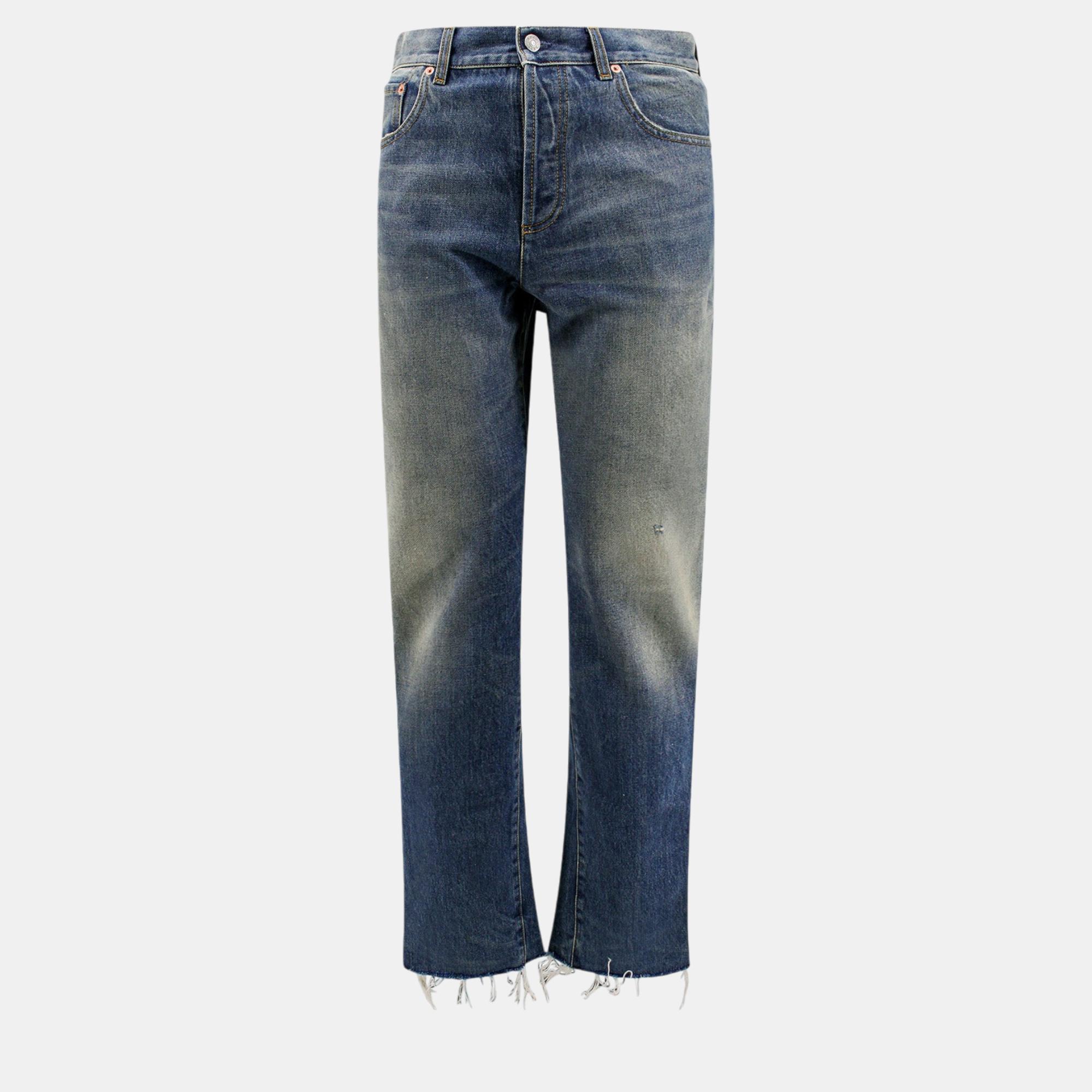 

Gucci Blue Cotton Logoed Label Jeans