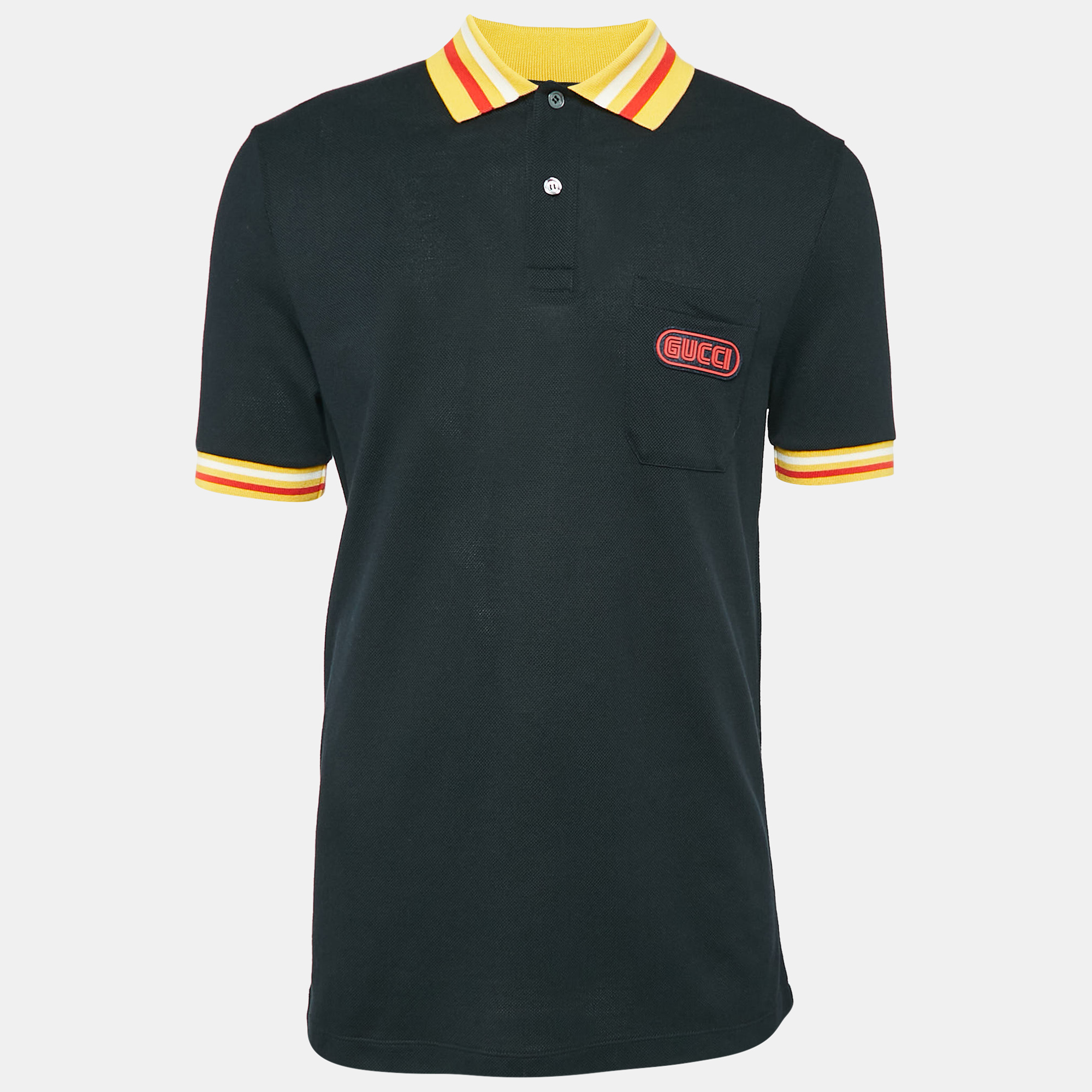 

Gucci Black/Yellow Cotton Piquet Polo T-Shirt L