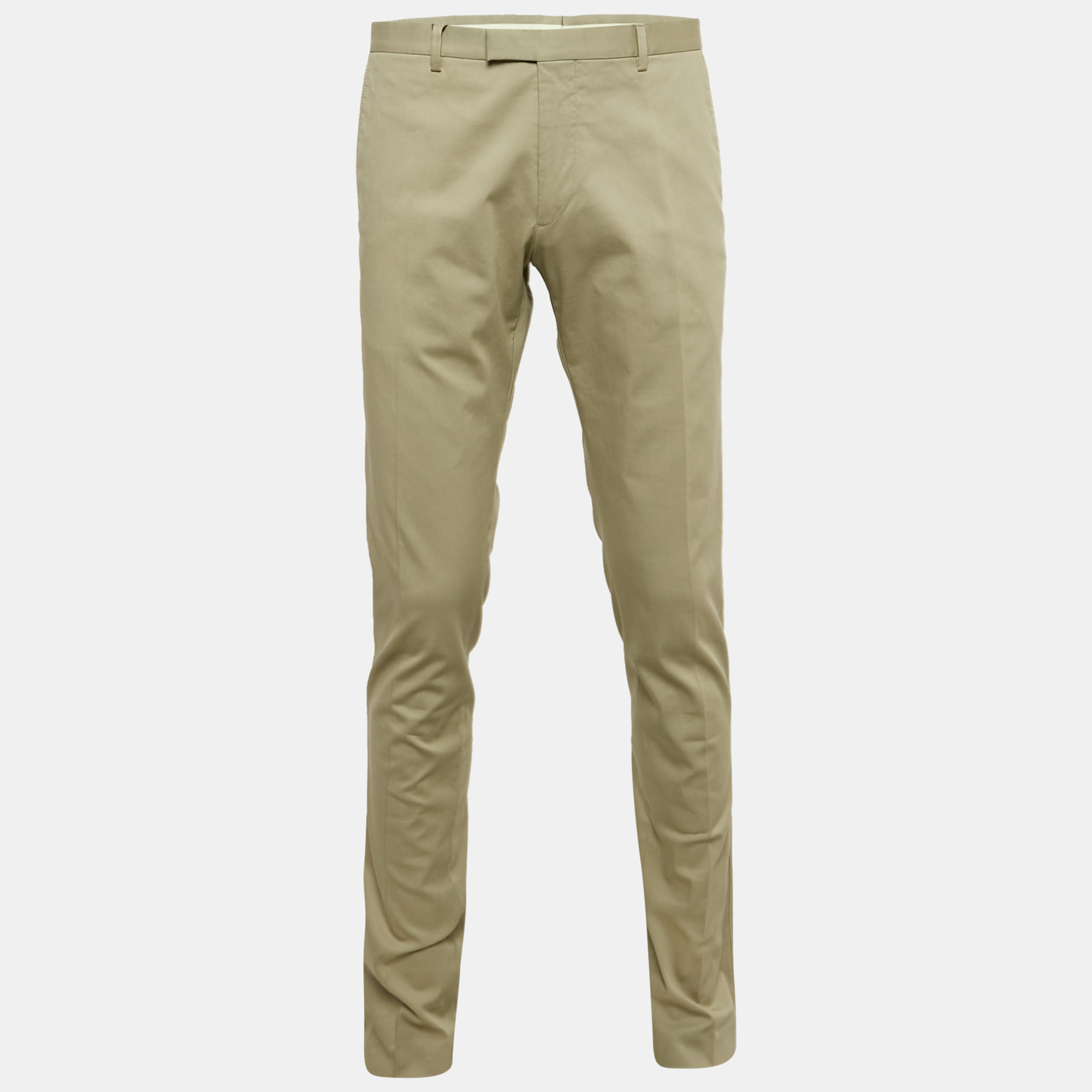 

Gucci Beige Textured Cotton Regular Fit Trousers L, Grey
