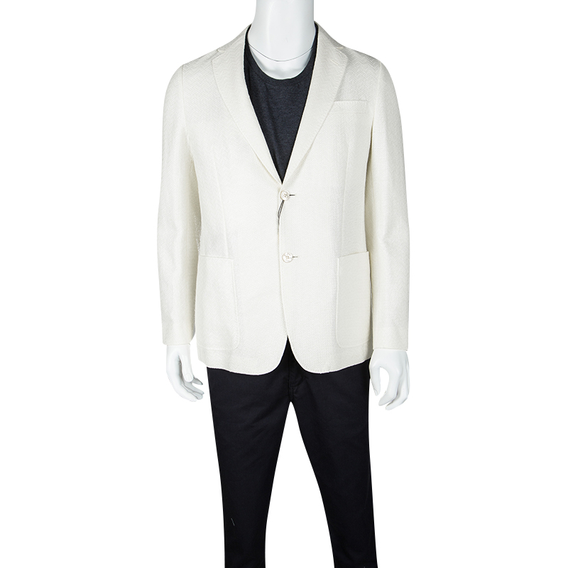 

Gucci Cream Textured Regular Fit Tailored Blazer L