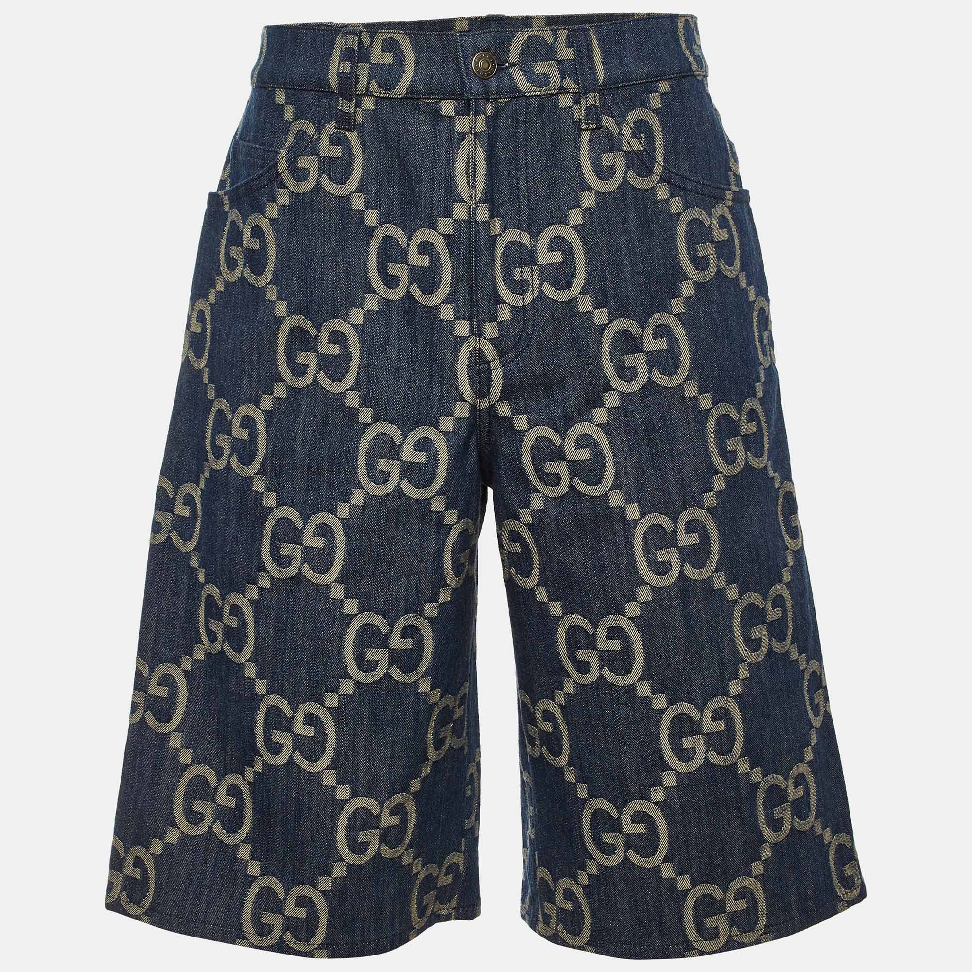 

Gucci Blue Jumbo GG Denim 22705 Gucci Songs Bermuda Shorts M/Waist 34"