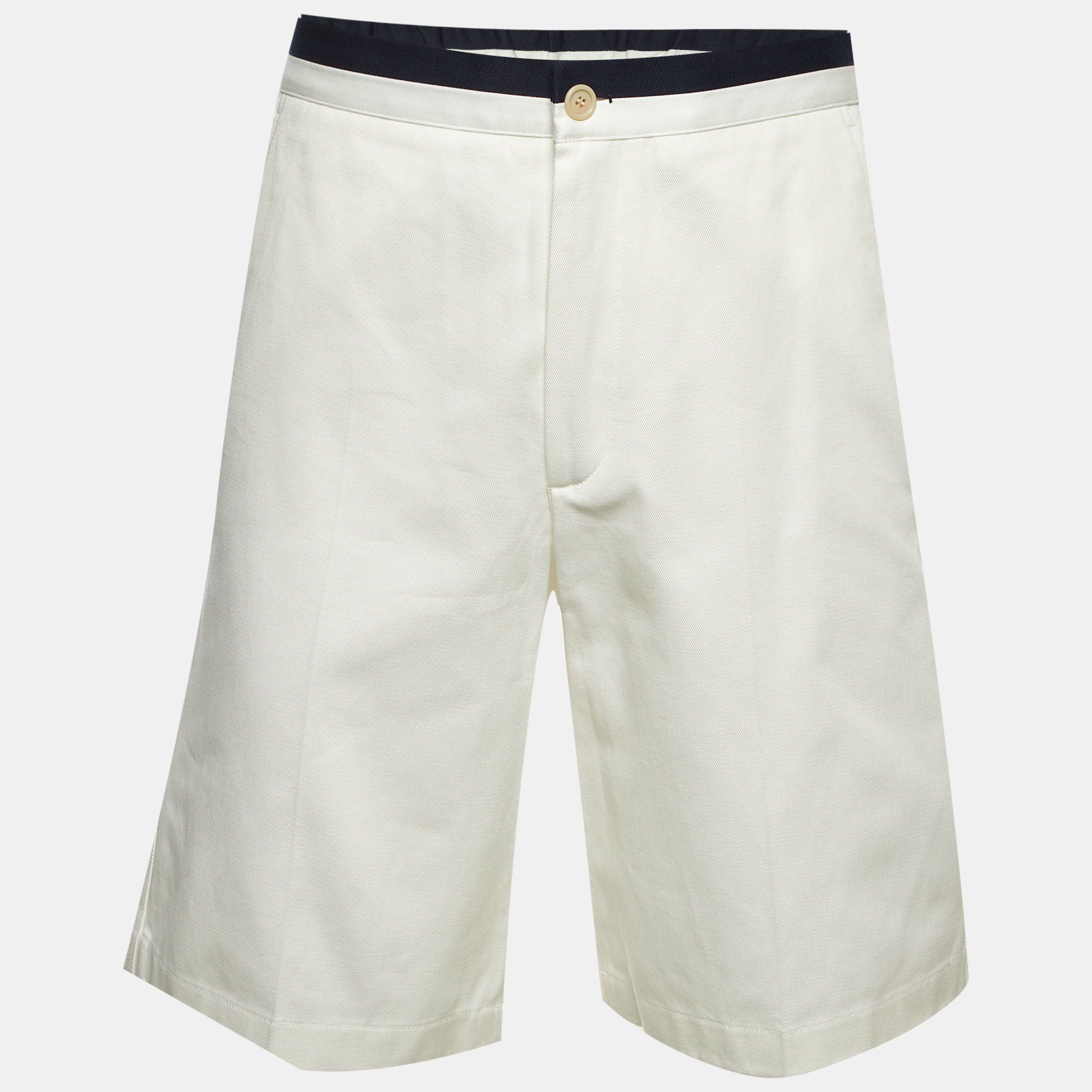 

Gucci White Cotton Contrast Trim Shorts M/Waist 32"