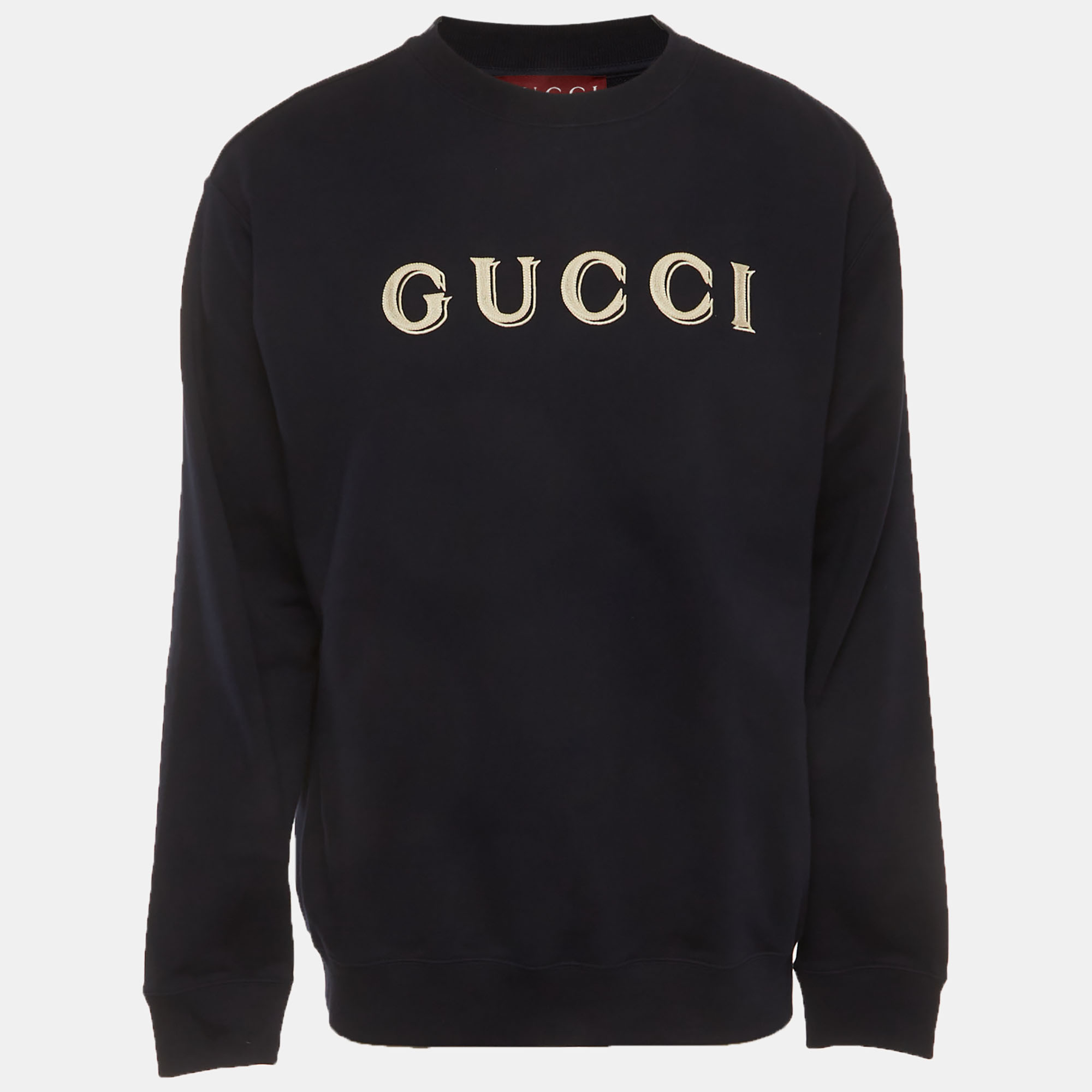 

Gucci Navy Blue Embroidered Logo Detail Sweatshirt L