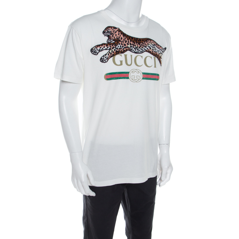 Gucci White Cotton Jersey Embroidered Patch T-Shirt |