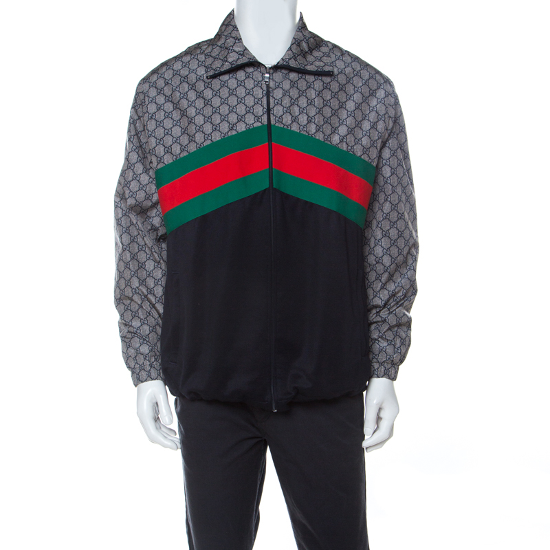 Gucci Multicolor GG Supreme Web Stripe Track Jacket M 