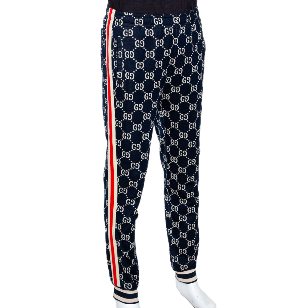 

Gucci Navy Blue GG Jacquard Knit Joggers