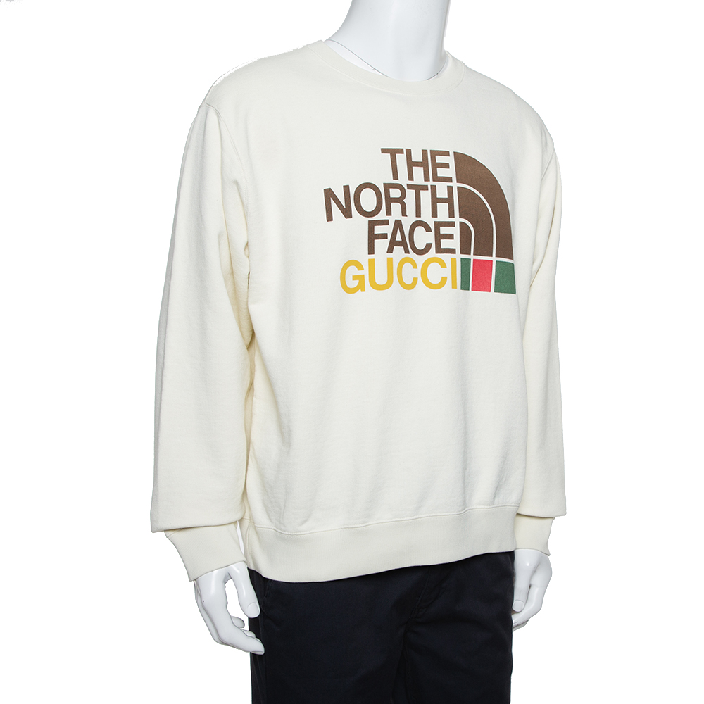 

Gucci X The North Face Cream Cotton Logo Printed Sweatshirt