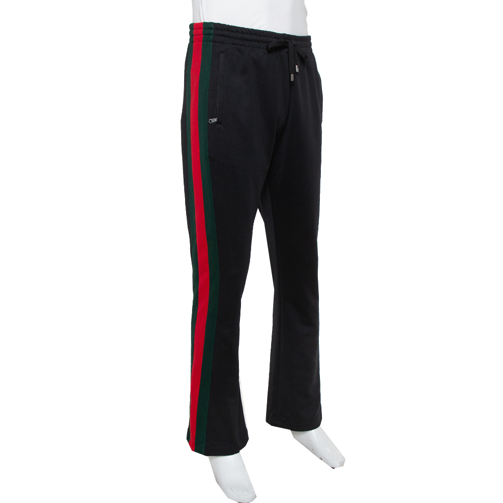 

Gucci Black Jersey Side Stripe Detail Technical Flared Pants