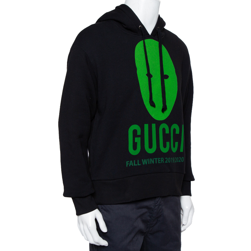 

Gucci Black Cotton Manifesto Printed Oversized Hoodie