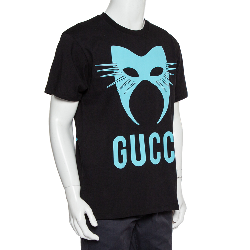 

Gucci Black Logo Mask Print Cotton Oversized T-Shirt