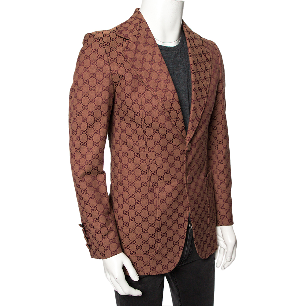 

Gucci Burgundy Logo Monogram Cotton Canvas Jacket