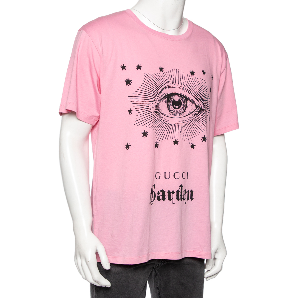 

Gucci Garden Pink Cotton Eye Printed Short Sleeve T-Shirt