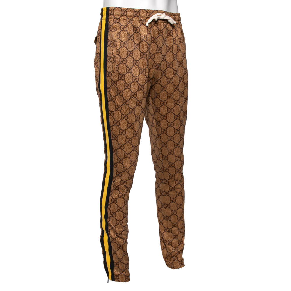 

Gucci Brown GG Printed Jersey Web Stripe Trimmed Joggers
