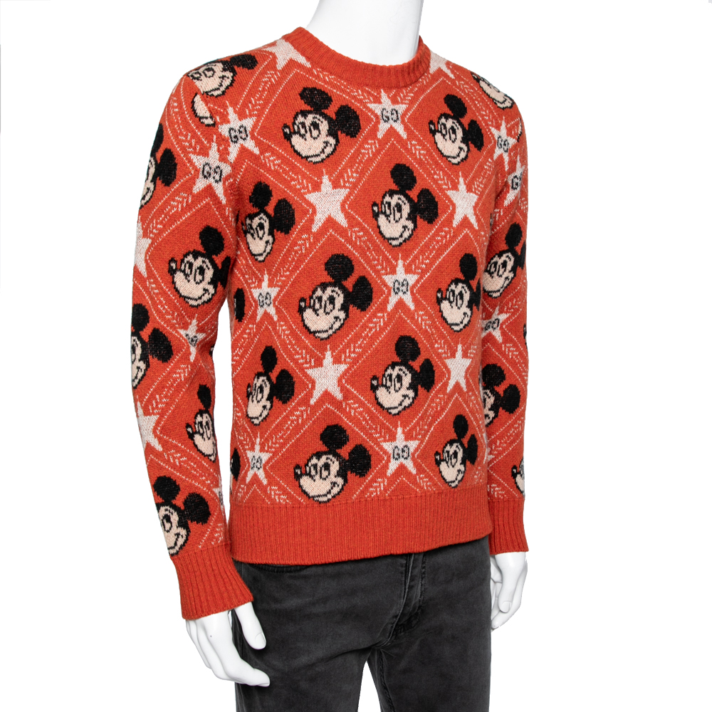 

Gucci x Disney Orange All Over Mickey Mouse Crew Neck Knit Sweater