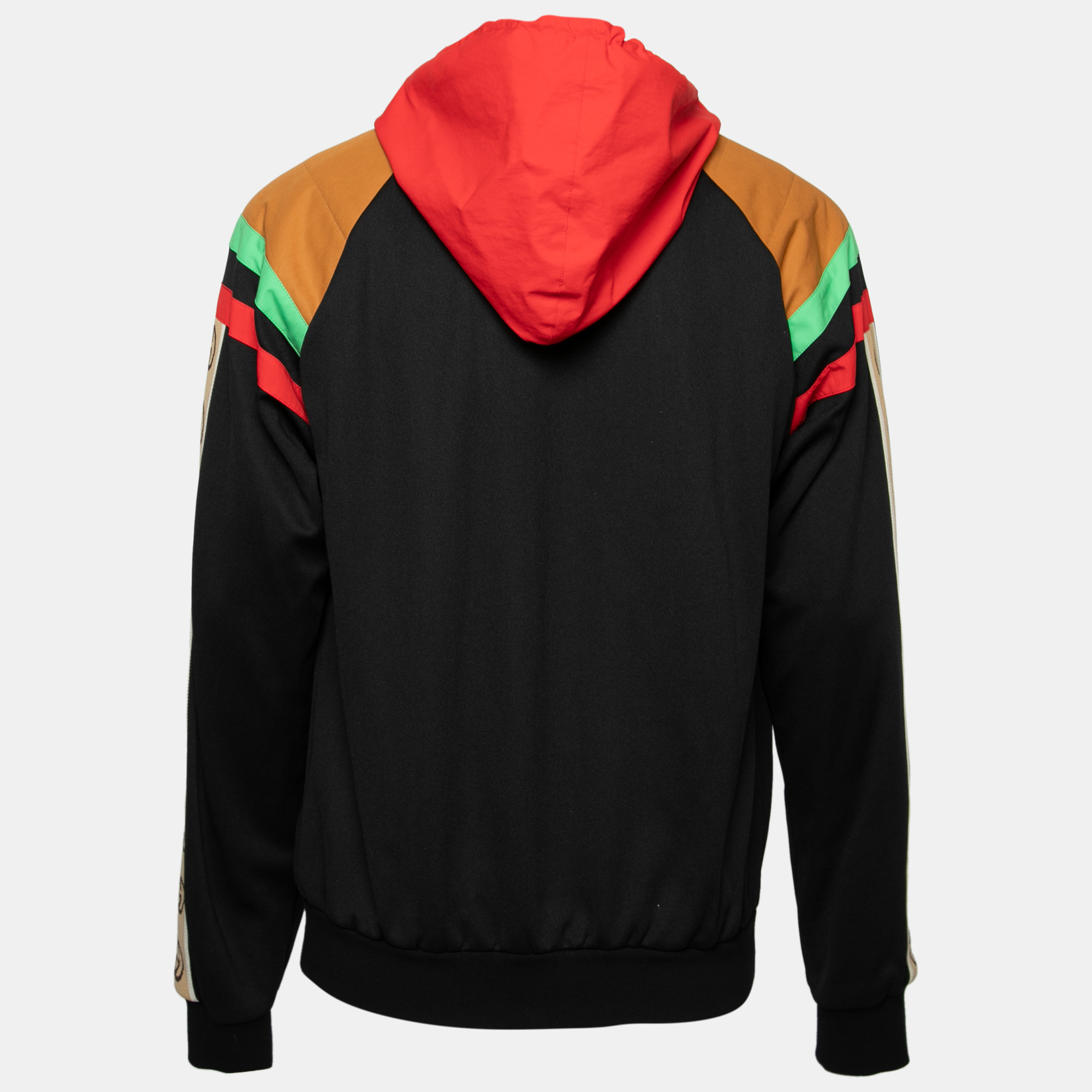

Gucci Black Jersey Logo Trimmed Hooded Zip Front Jacket