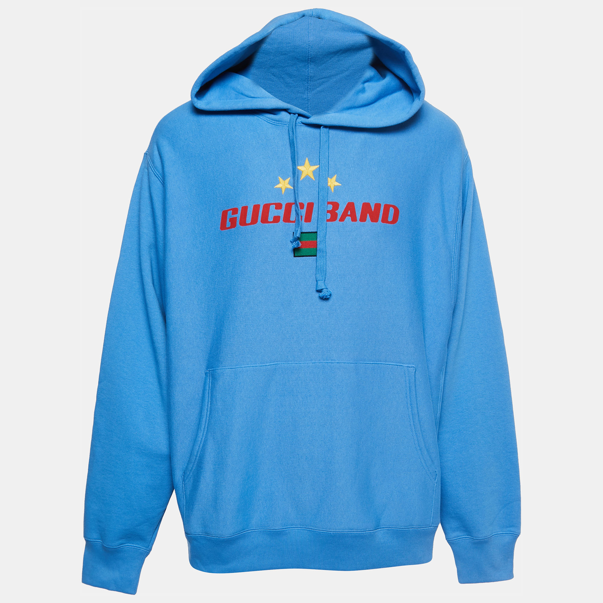 

Gucci Blue Gucci Band Print Cotton Hooded Sweatshirt