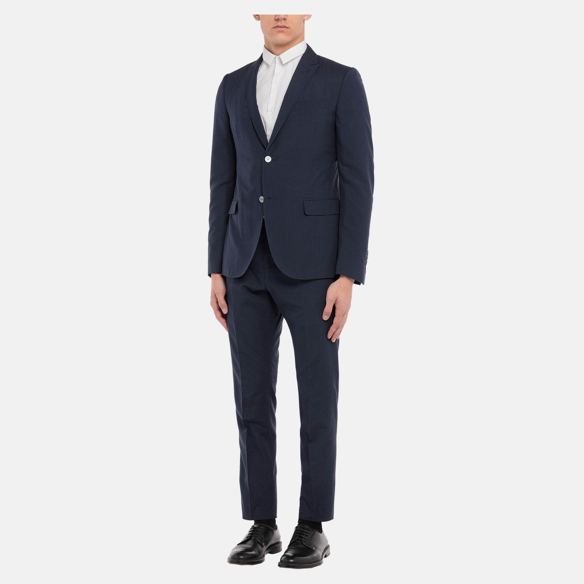 

Gucci Navy Blue Silk Seersucker Tailored Suit L (IT 50)