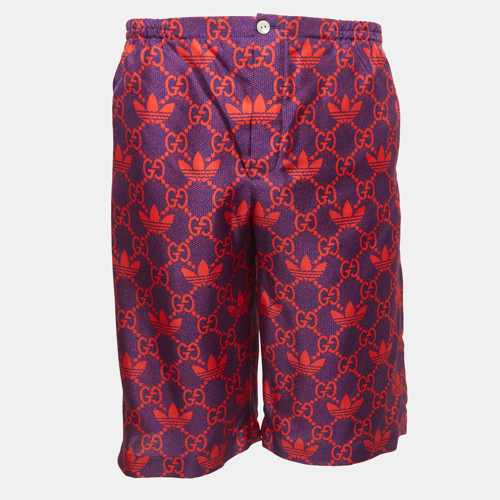 

Gucci X Adidas Marco GG/Trefoil Print Silk Twill Shorts S, Red