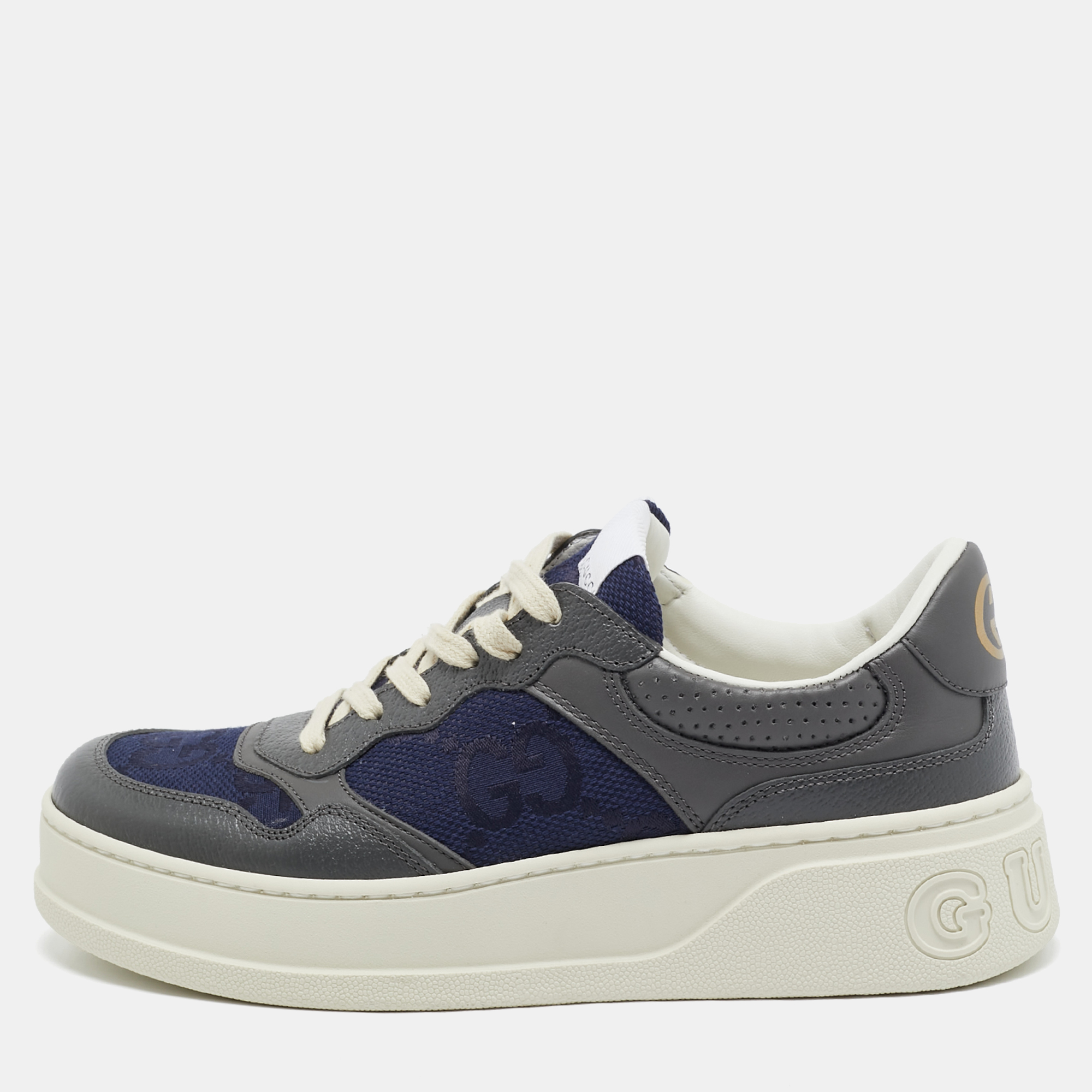 

Gucci Navy Blue/Grey GG Canvas and Leather Chunky B Sneakers Size 40