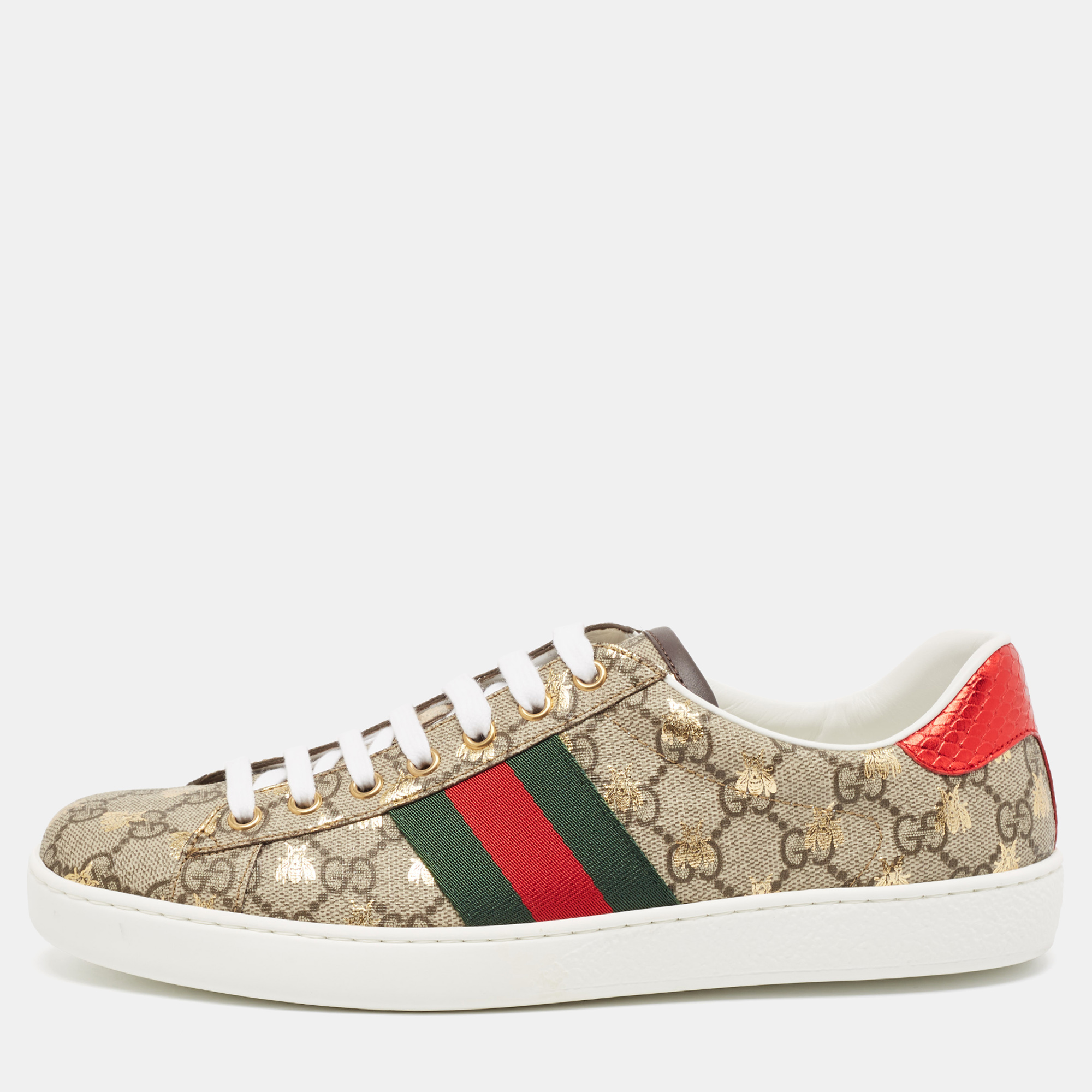 

Gucci Beige/Brown GG Supreme Canvas Bee Ace Sneakers Size 42