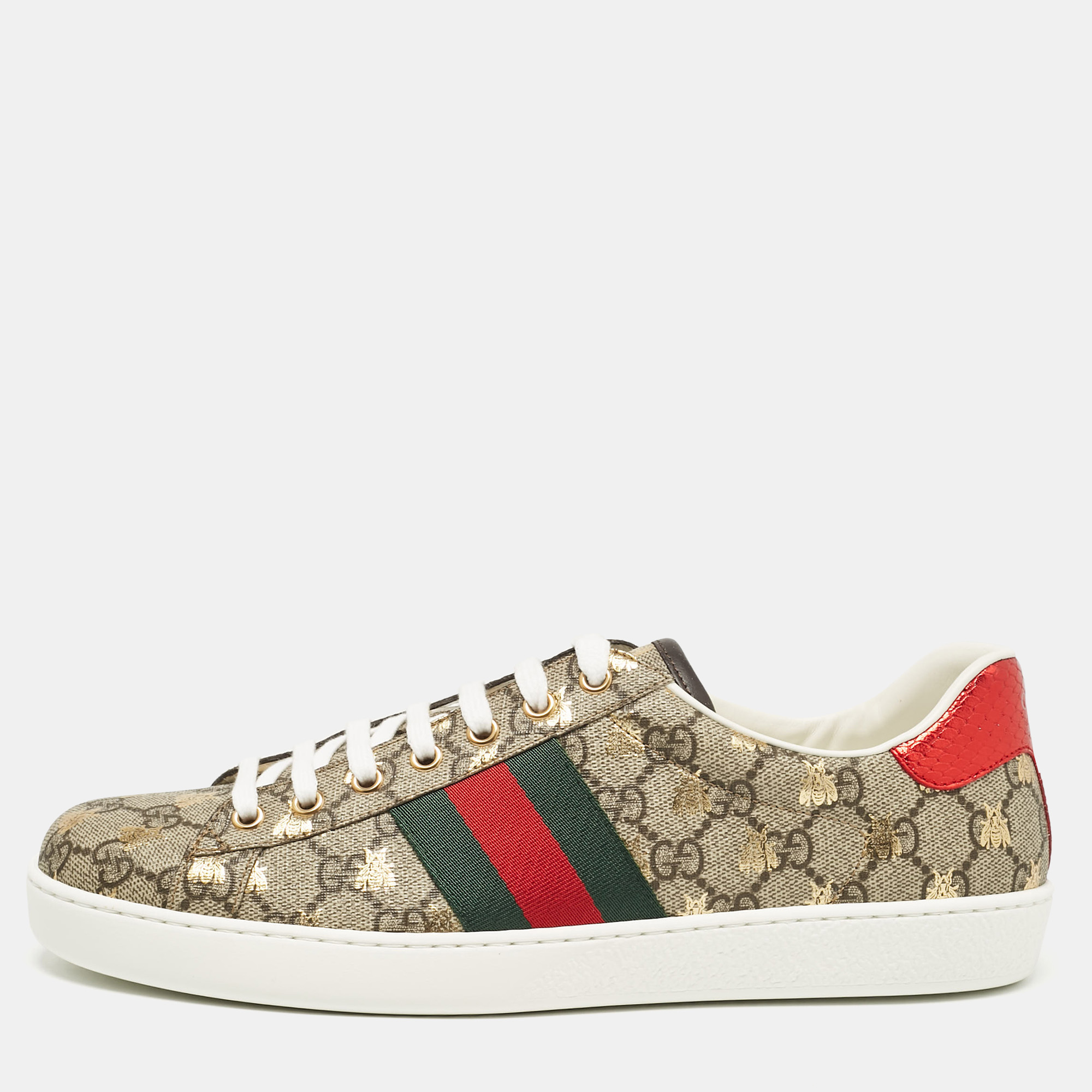 

Gucci Brown Canvas Ace Lace Up Sneakers Size 43.5