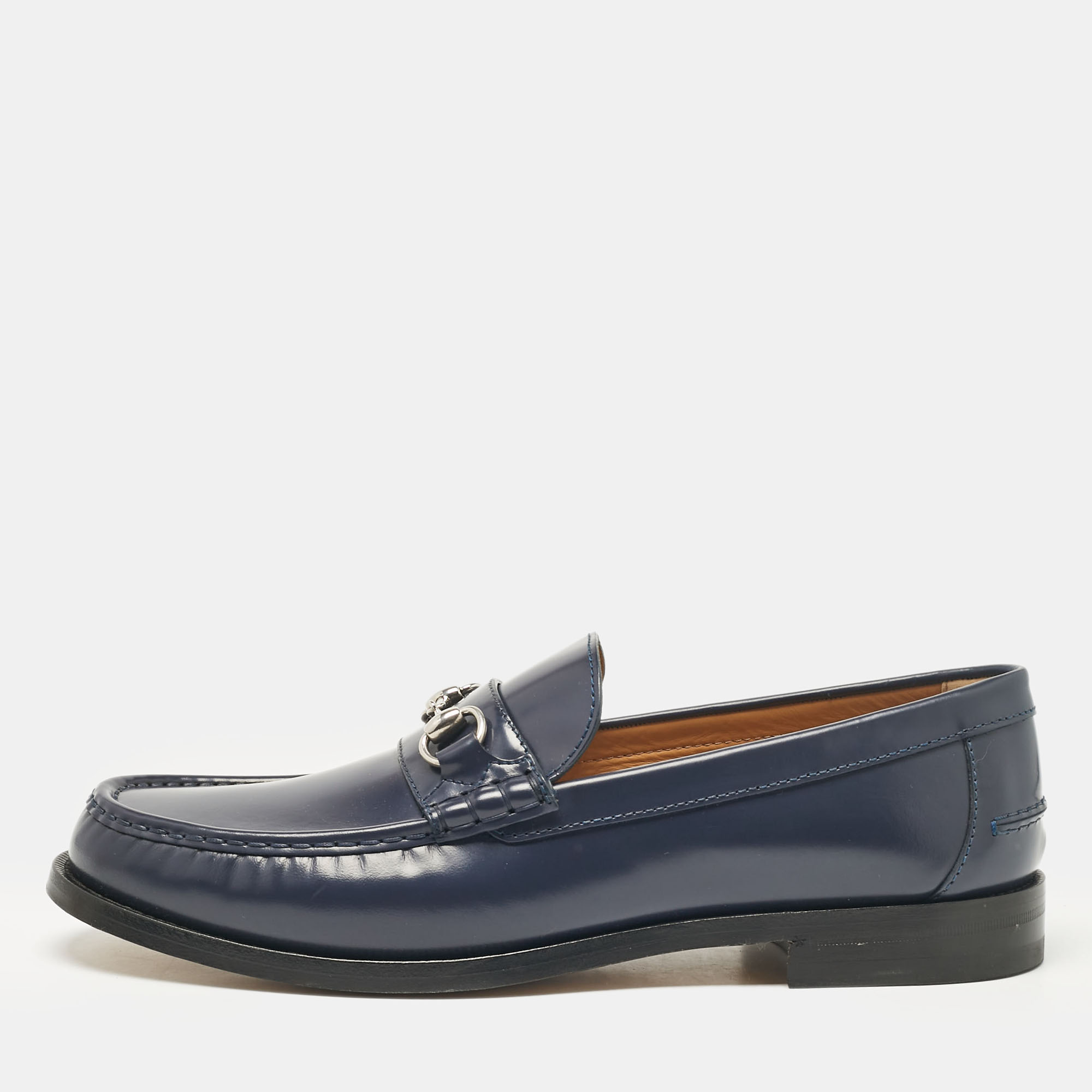 

Gucci Dark Blue Leather Horsebit Loafers Size 48