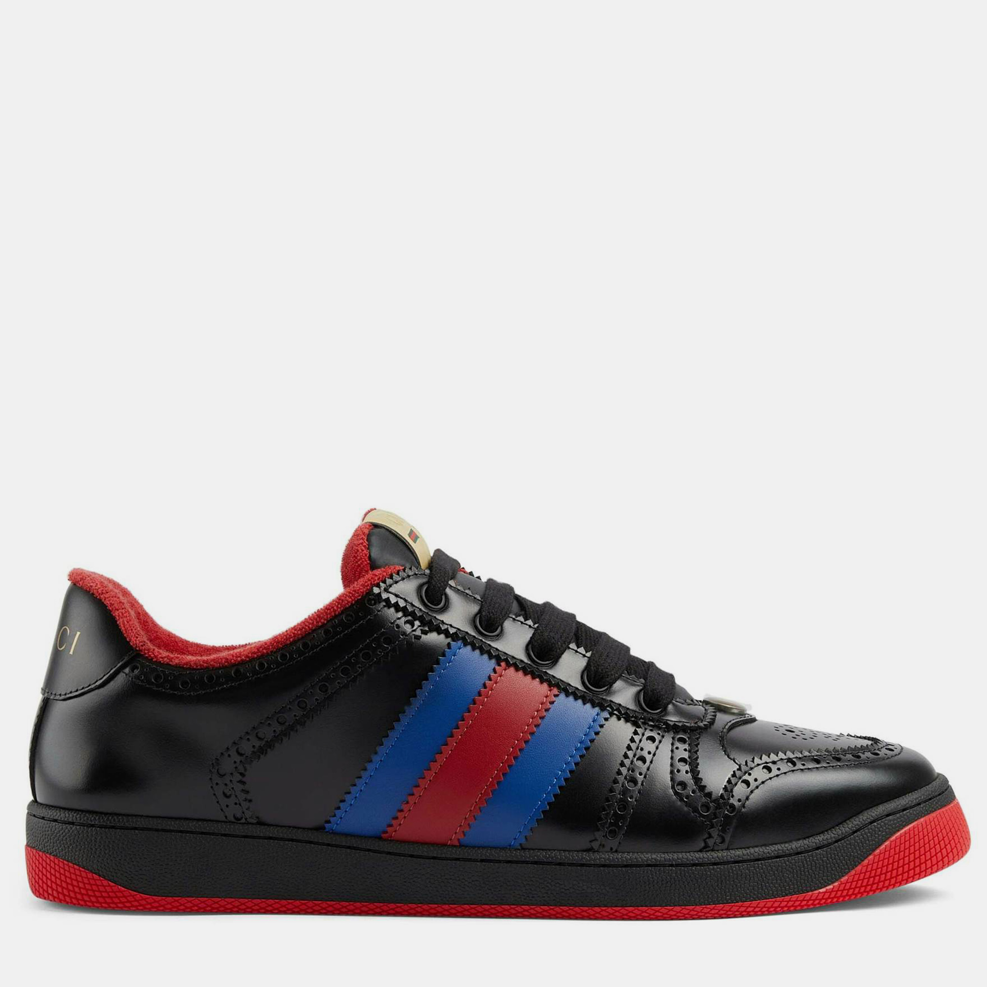 

Gucci Black/Blue/Red Leather Screener Sneaker EU