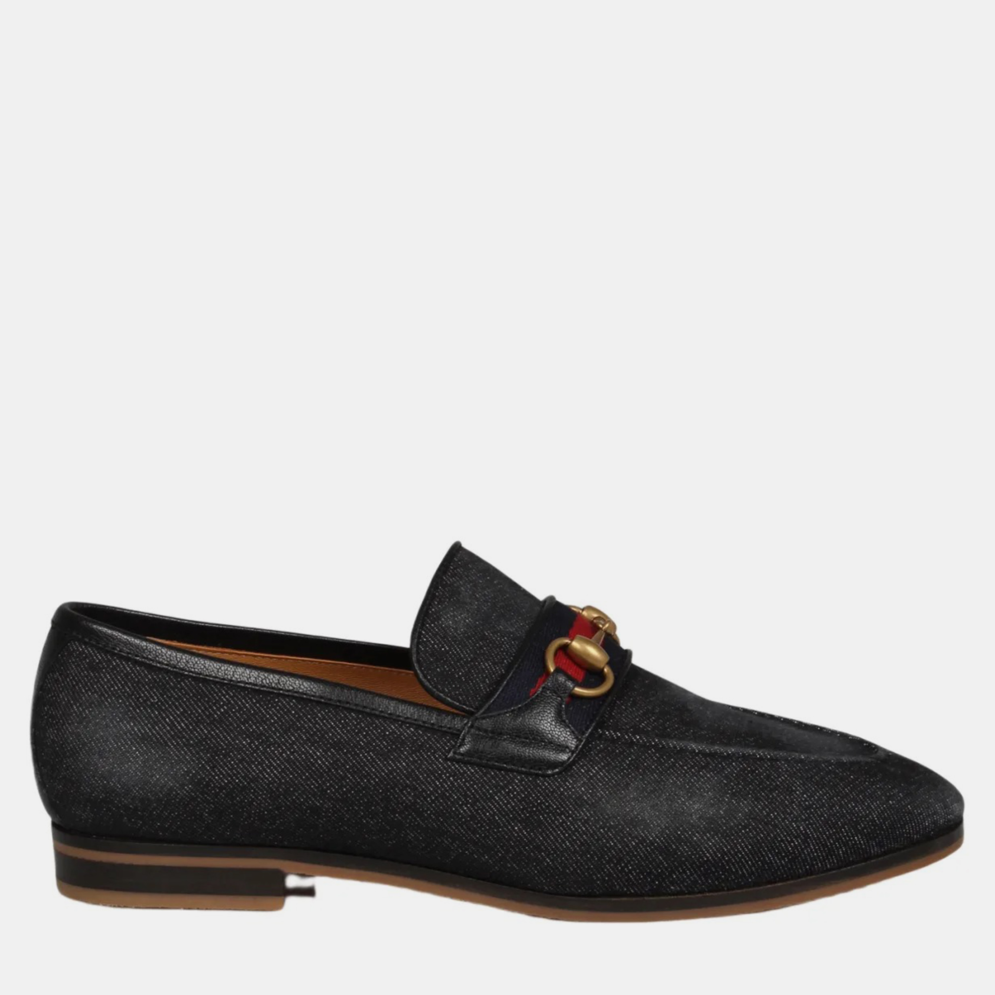 

Gucci Black Denim Horsebit Loafers EU