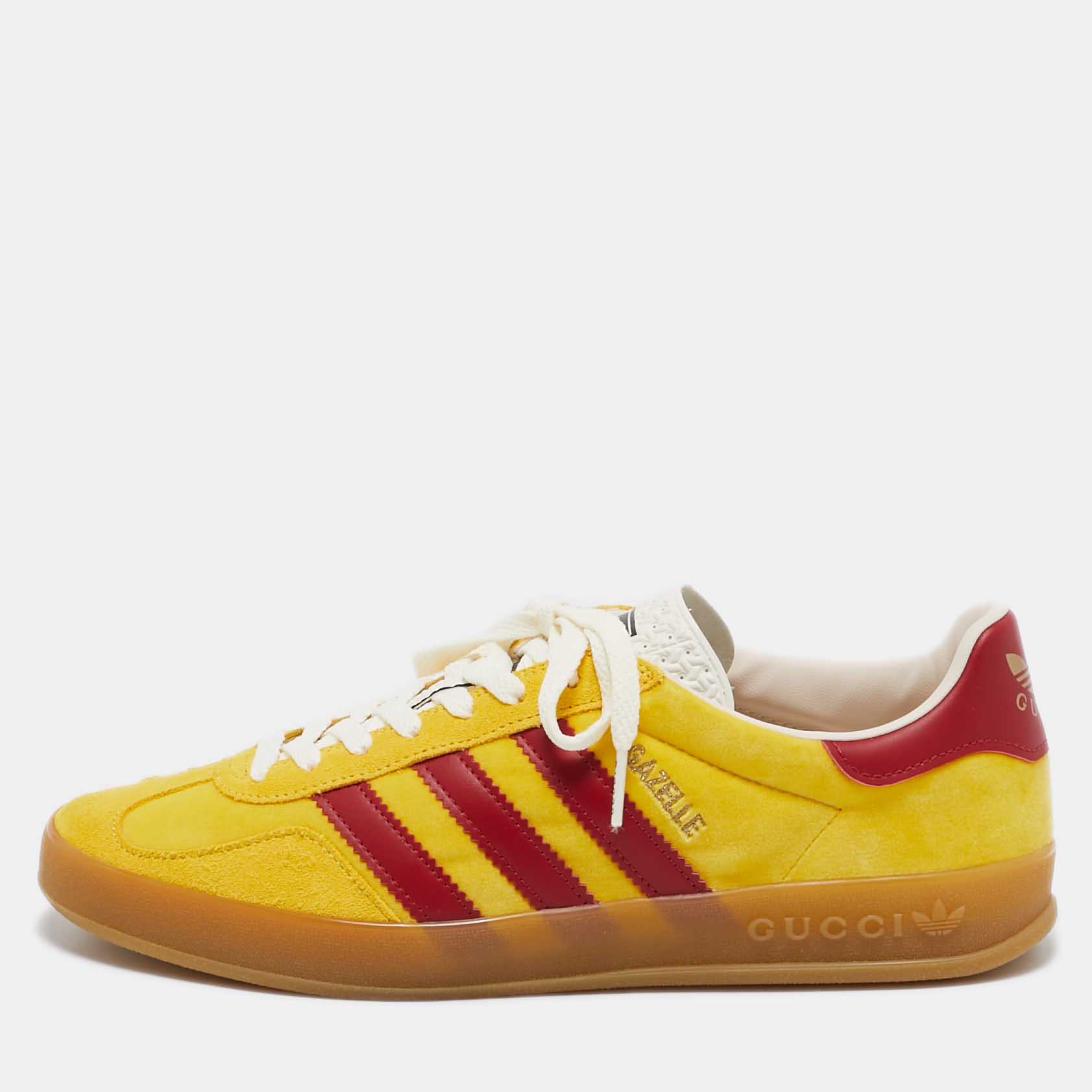 

Gucci Yellow Leather and Suede Gazelle Lace Up Sneakers Size 42