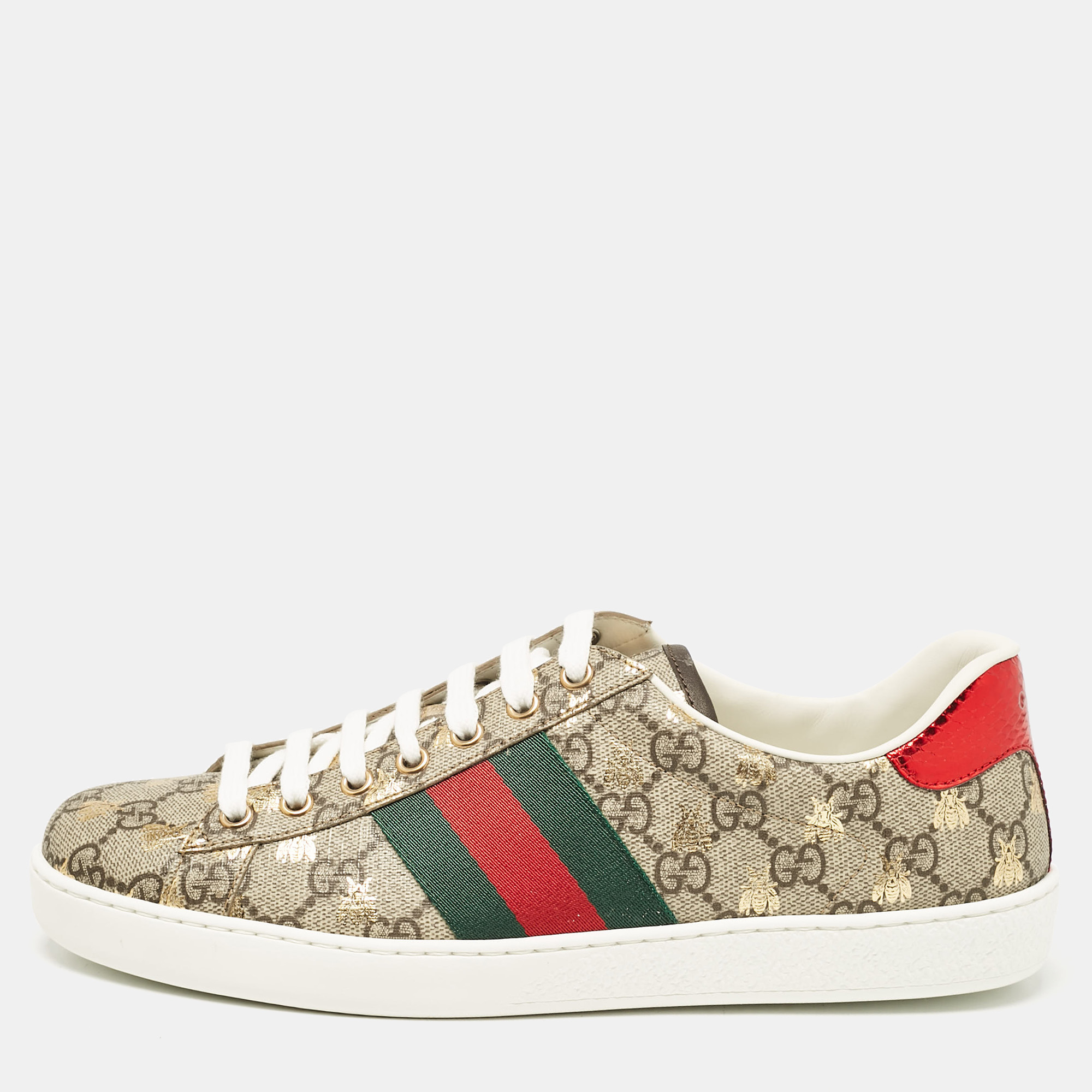 

Gucci Beige/Brown GG Supreme Canvas Bee Ace Sneakers Size 41