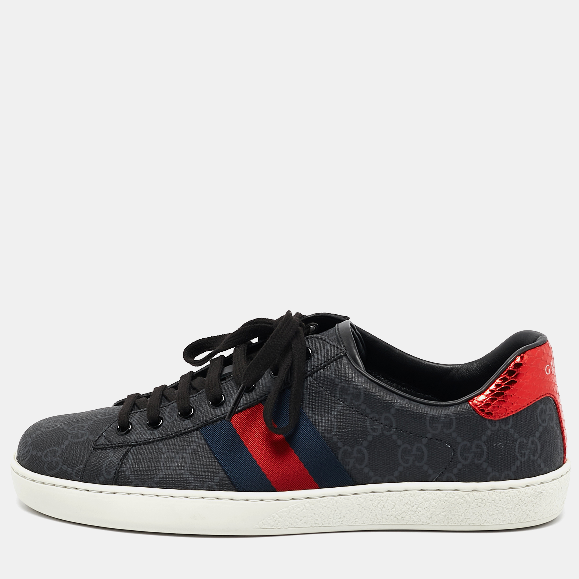 

Gucci Black GG Supreme Canvas Web Ace Sneakers Size 42