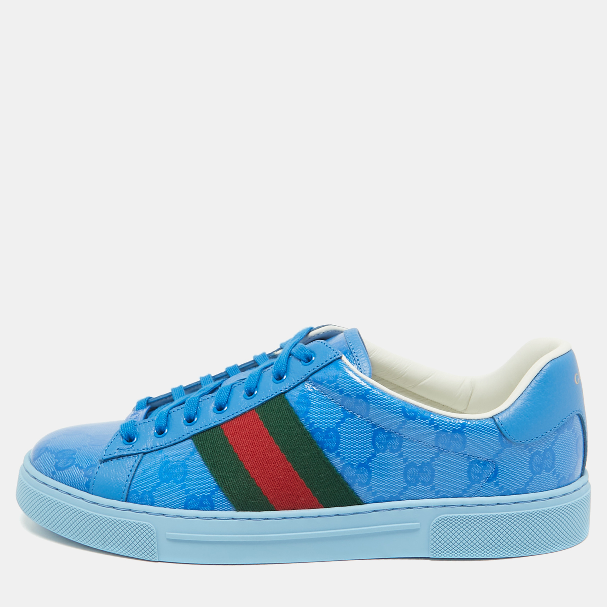 

Gucci Blue GG Canvas and Leather Ace Lace Up Sneakers Size