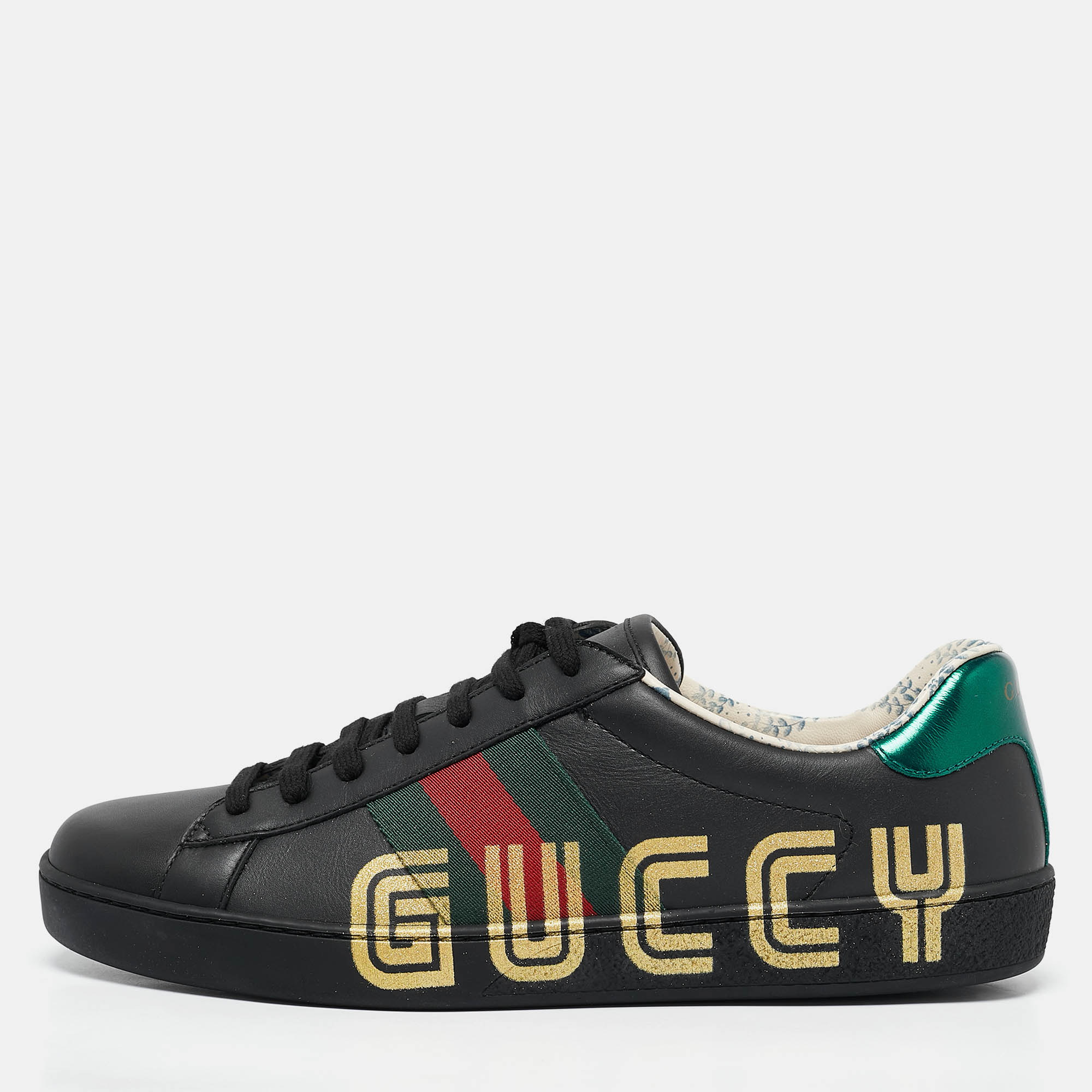 

Gucci Black Leather Guccy Ace Sneakers Size 42