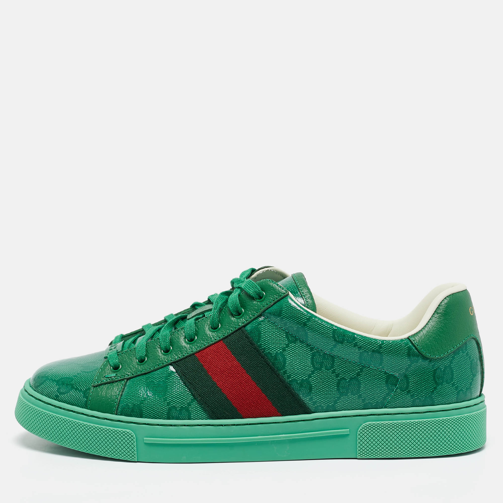 

Gucci Green GG Crystal Canvas Ace Sneakers Size 43.5