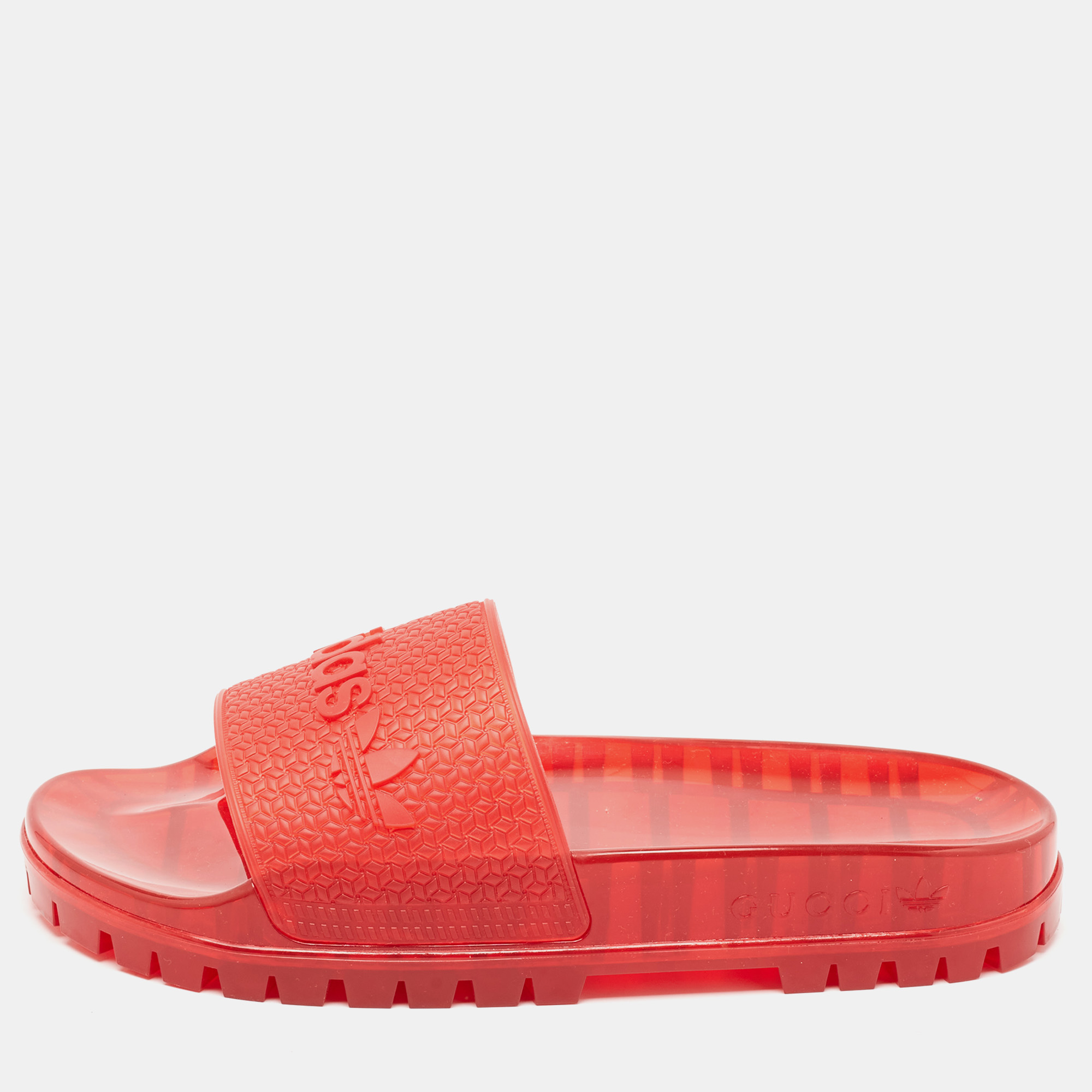 

Gucci x Adidas Red Rubber Adilette Flat Slides Size 41