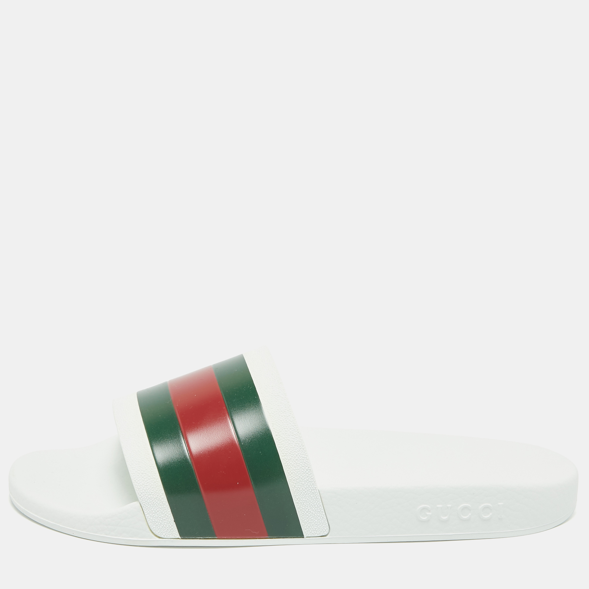 

Gucci White Rubber Pursuit 72 Pool Slides Size 45