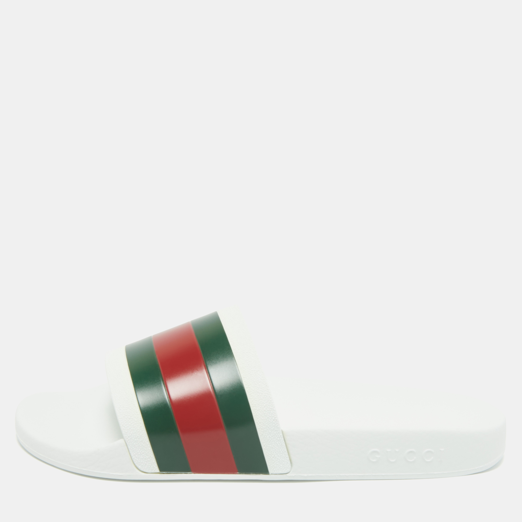 

Gucci White Rubber Pursuit 72 Pool Slides Size 44