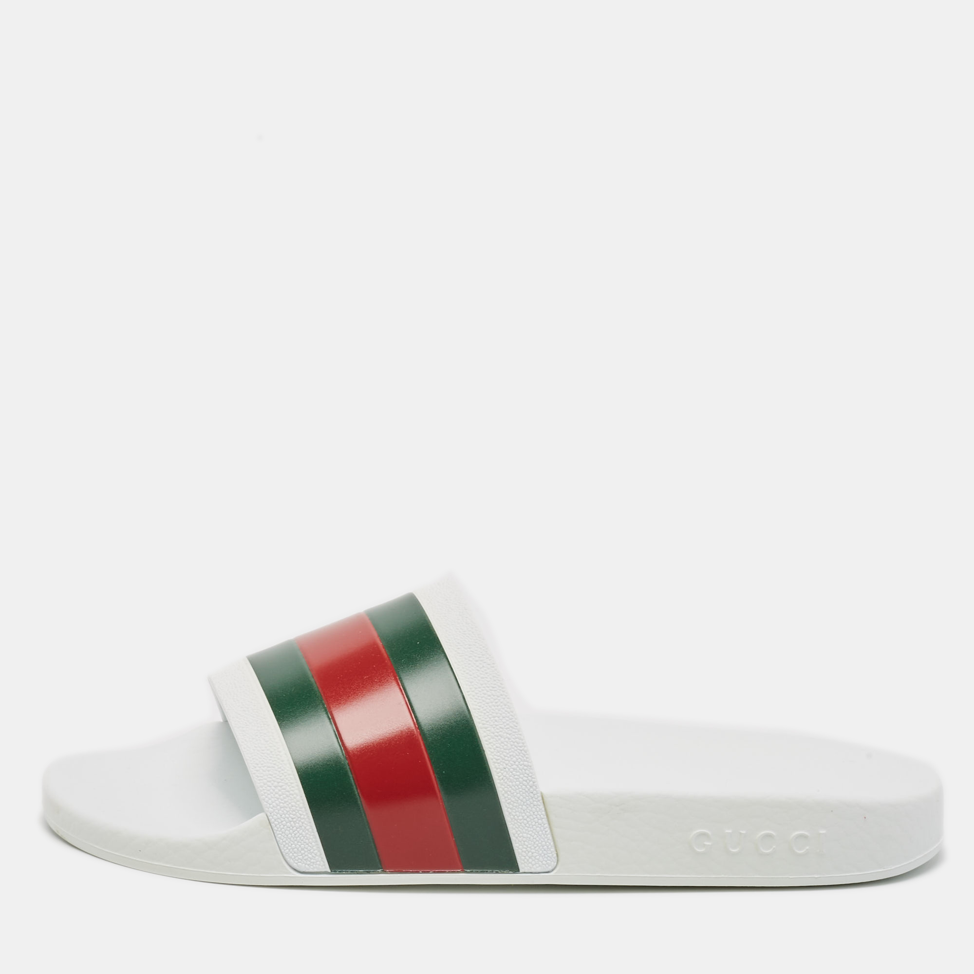 

Gucci White Rubber Pursuit 72 Pool Slides Size 41