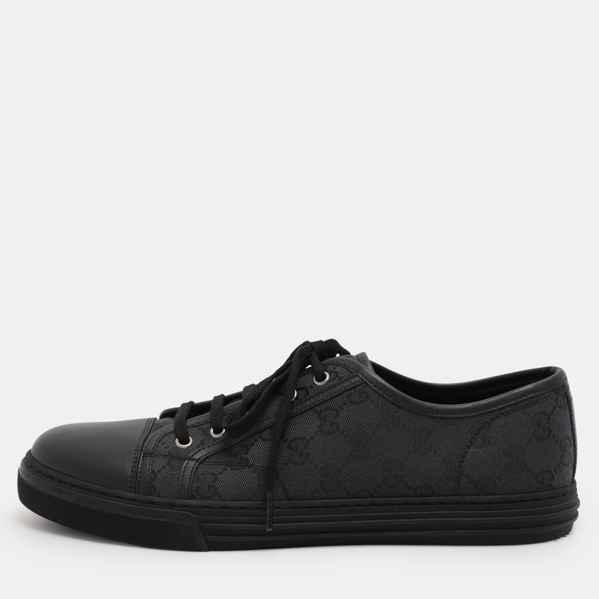 

Gucci Black Canvas and Leather Trainers Low Top Sneakers Size 43.5