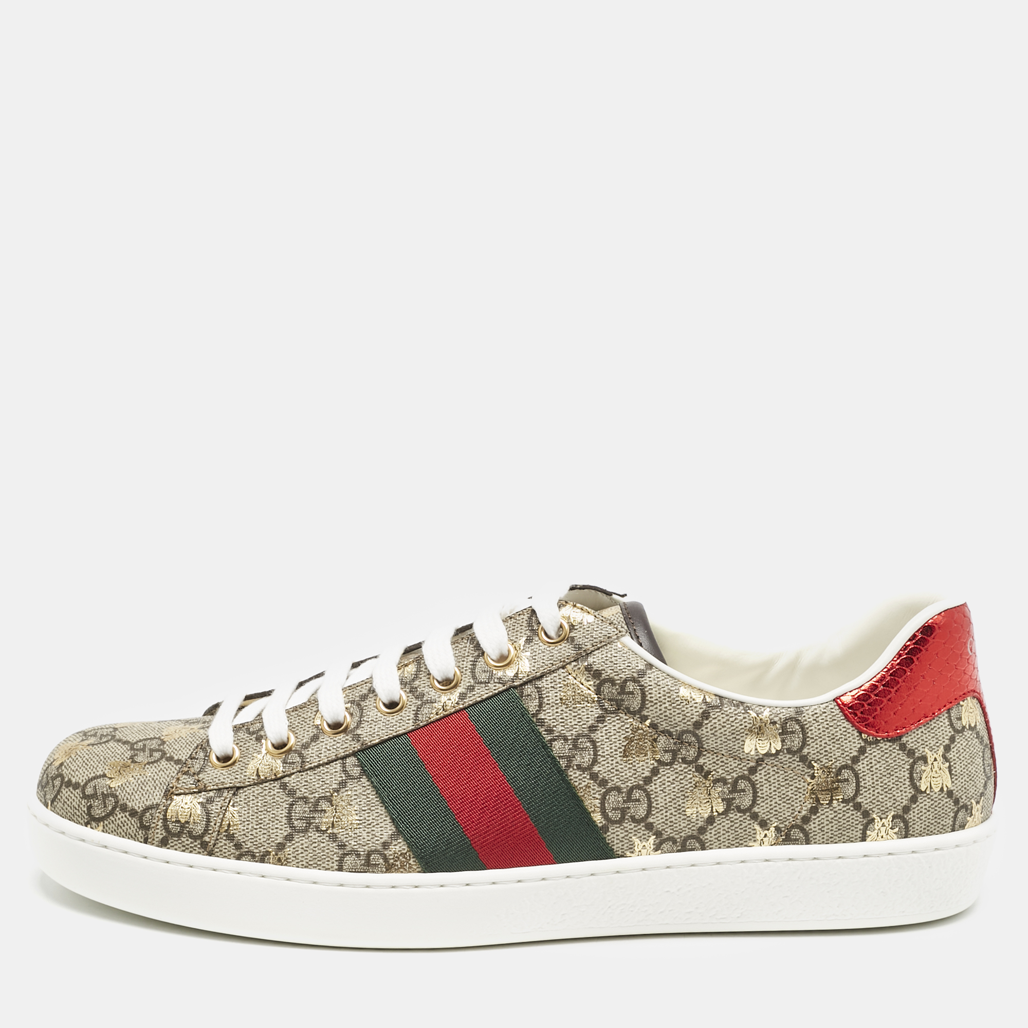 

Gucci Beige/Brown GG Supreme Canvas Bee Ace Sneakers Size 43.5