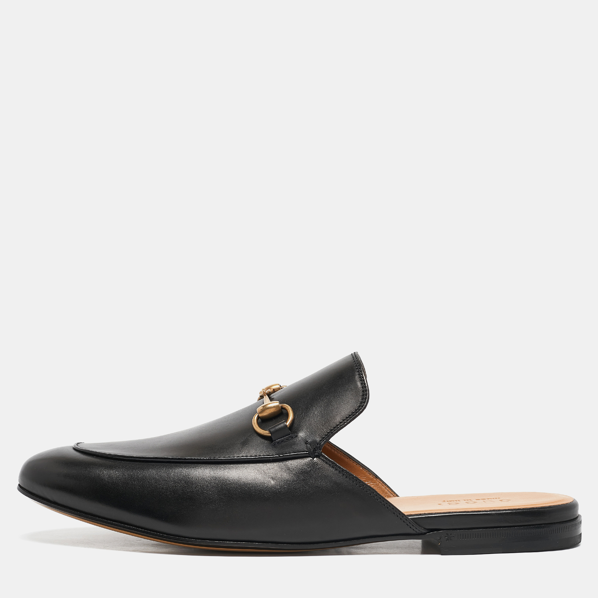 

Gucci Black Leather Princetown Flat Mules Size 45