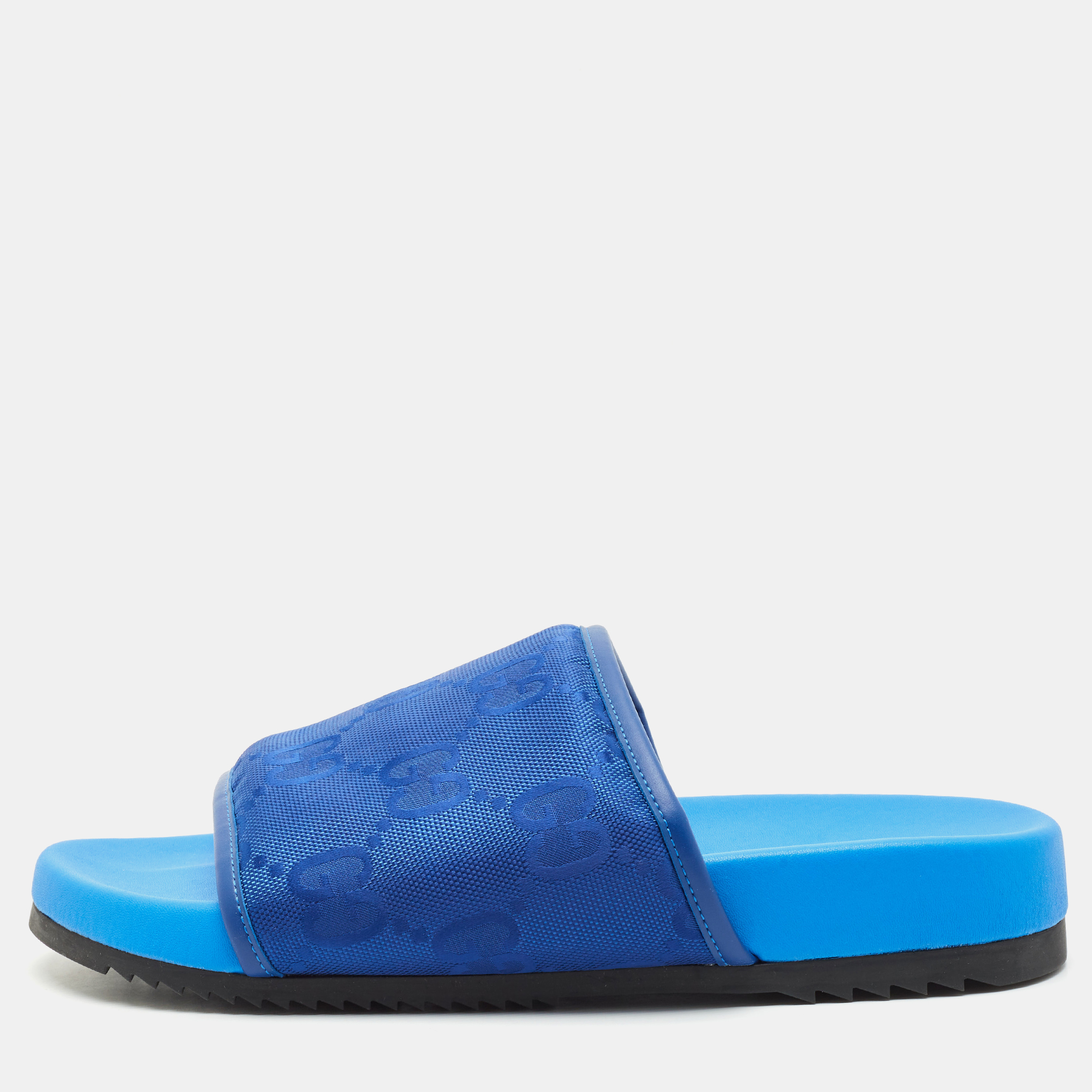 

Gucci Blue Jumbo GG Nylon Slide Sandals Size 43