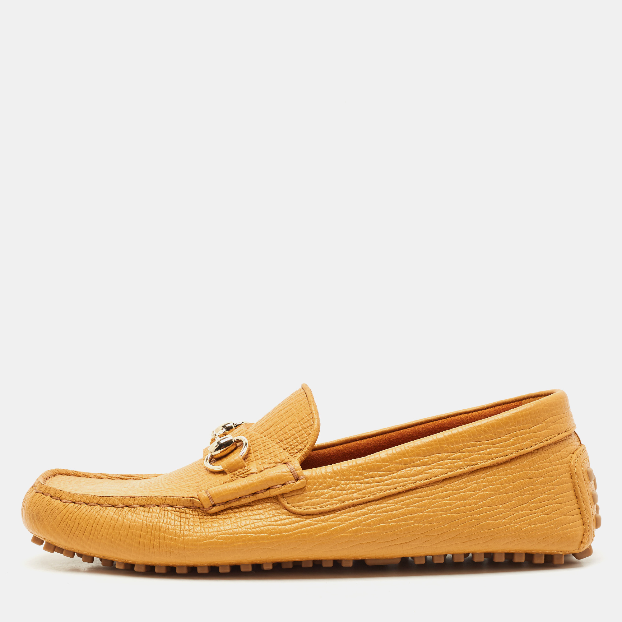 

Gucci Mustard Leather Horsebit Driver Loafers Size 41.5, Yellow