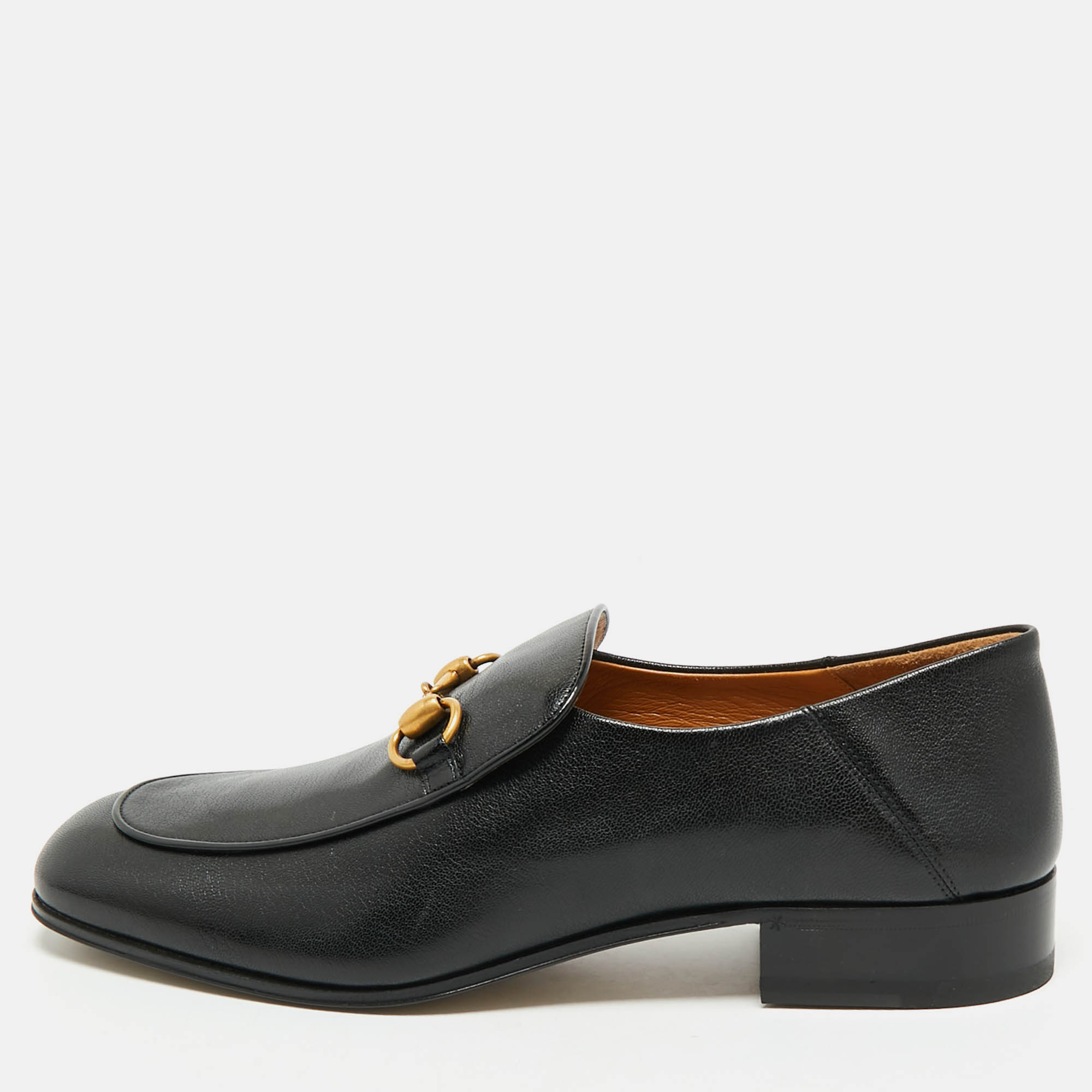 

Gucci Black Leather Horsebit Foldable Loafers Size 43