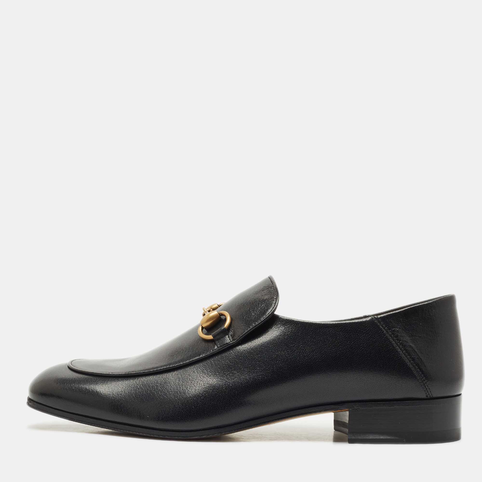 

Gucci Black Leather Horsebit Foldable Loafers Size 42.5